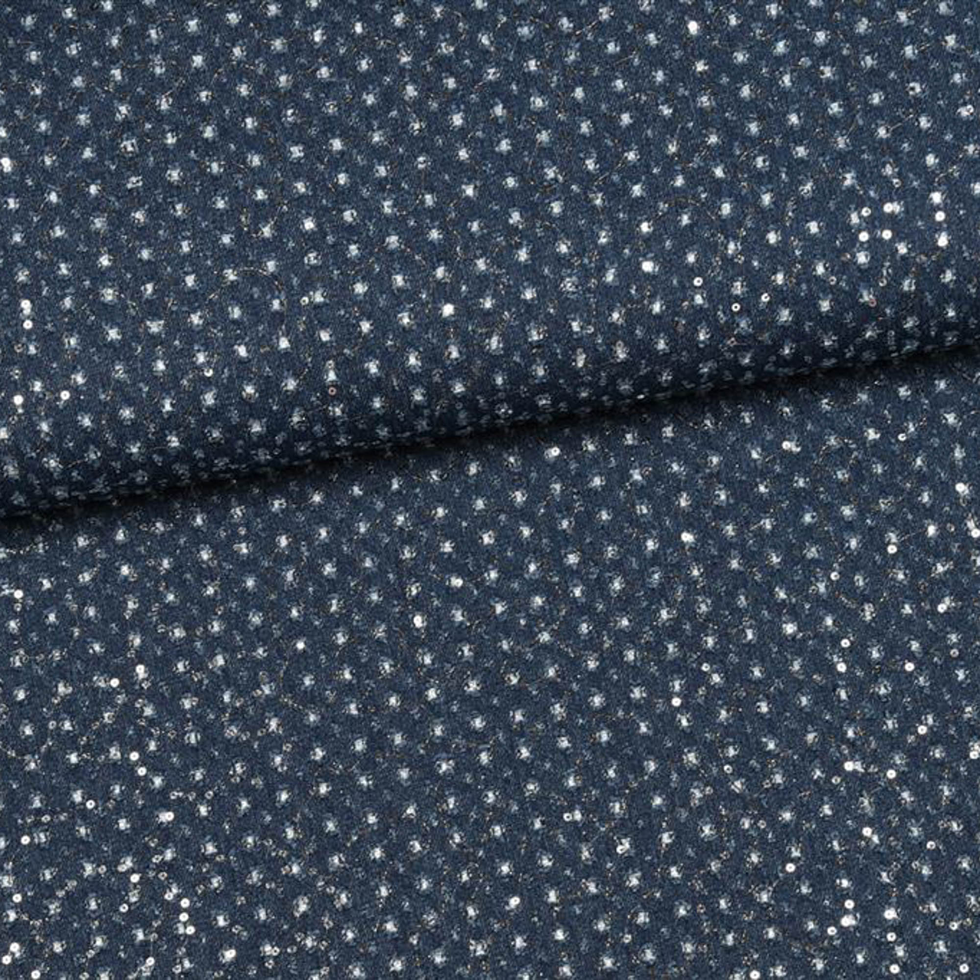 Jeans blauw met pailletten en lurexdraad - knipmode 09/2025